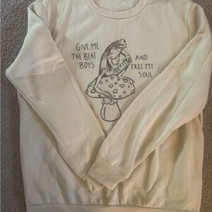 Graphic Sweatshirt with Frog and Mushroom Design
